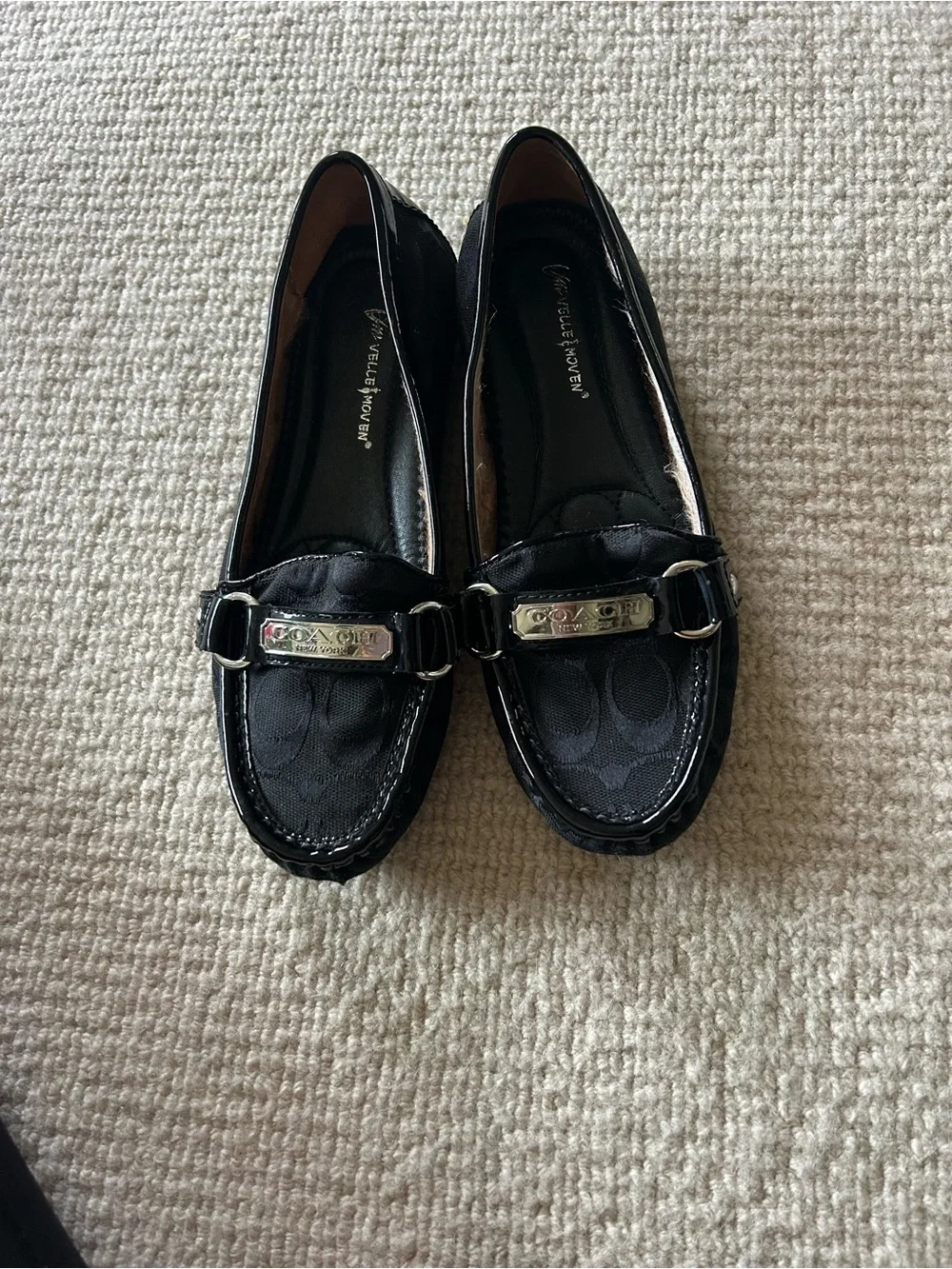 Coach Black Signature Jacquard Metal-Bit Loafers